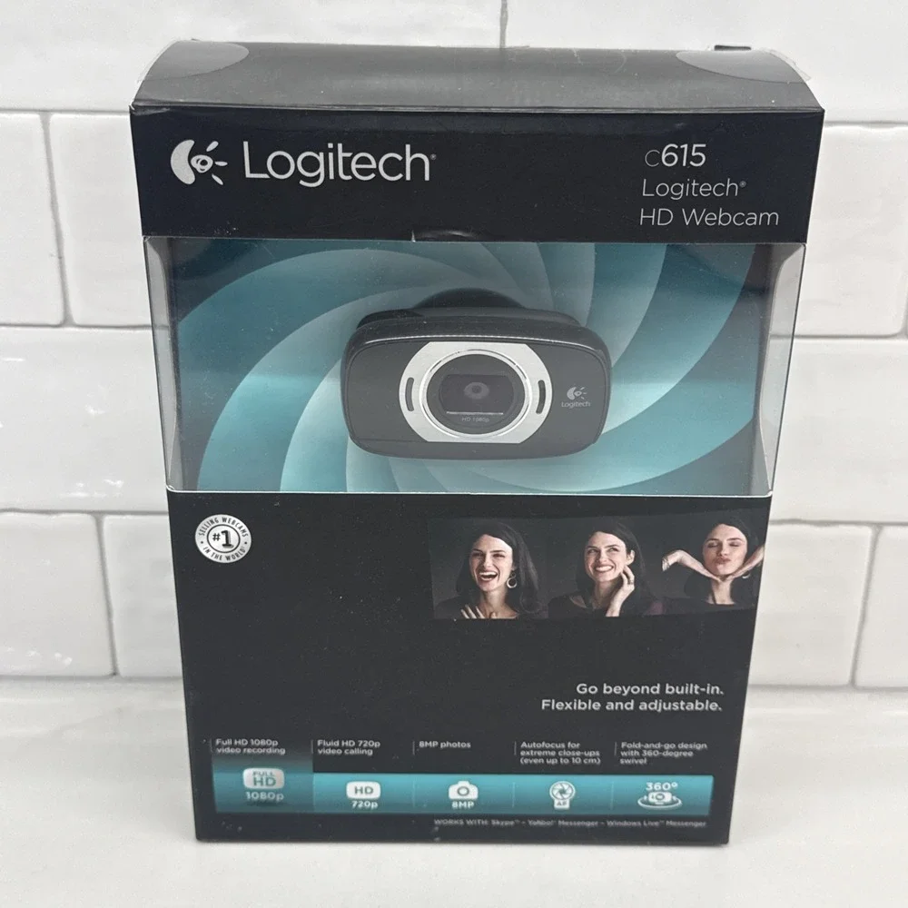 Logitech C615 Portable HD Webcam 1080p Autofocus Foldable Design USB Ships Fast